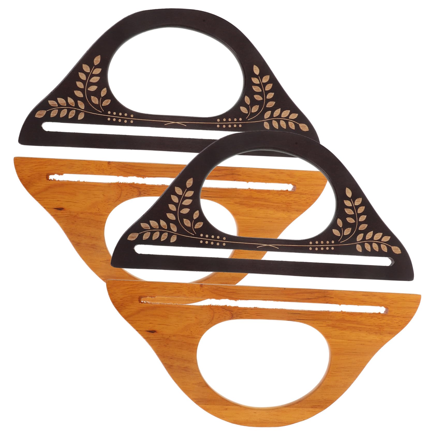 4 Piezas Asas de Madera para Bolsos con Tallado Artesanal Asas Reemplazo para Bolsas de Ganchillo y Mango D de Accesorios para Hacer Bolsos DIY Resistentes y Elegantes