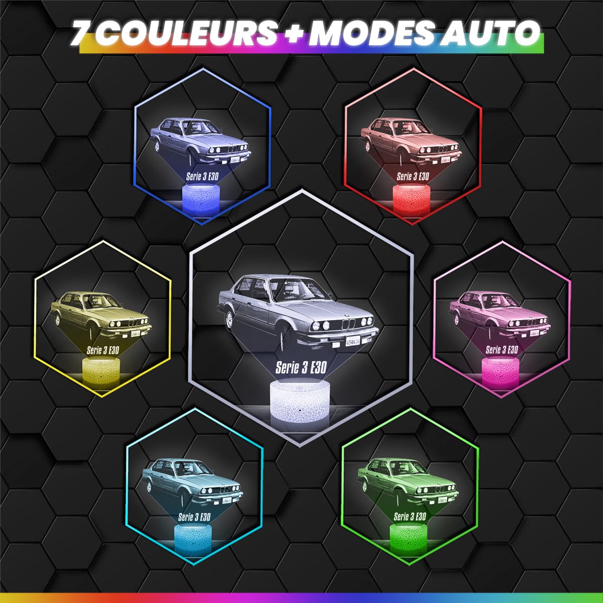 lampe lumineuse 3 d personnalisée à led - 2 cv