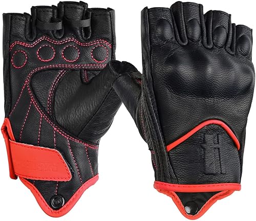 Miniatura 5 de Guantes de motocicleta sin dedos para mujer Harssidanzar, protección de nudillos duros, guante de conducción, de equitación, de motociclista, de