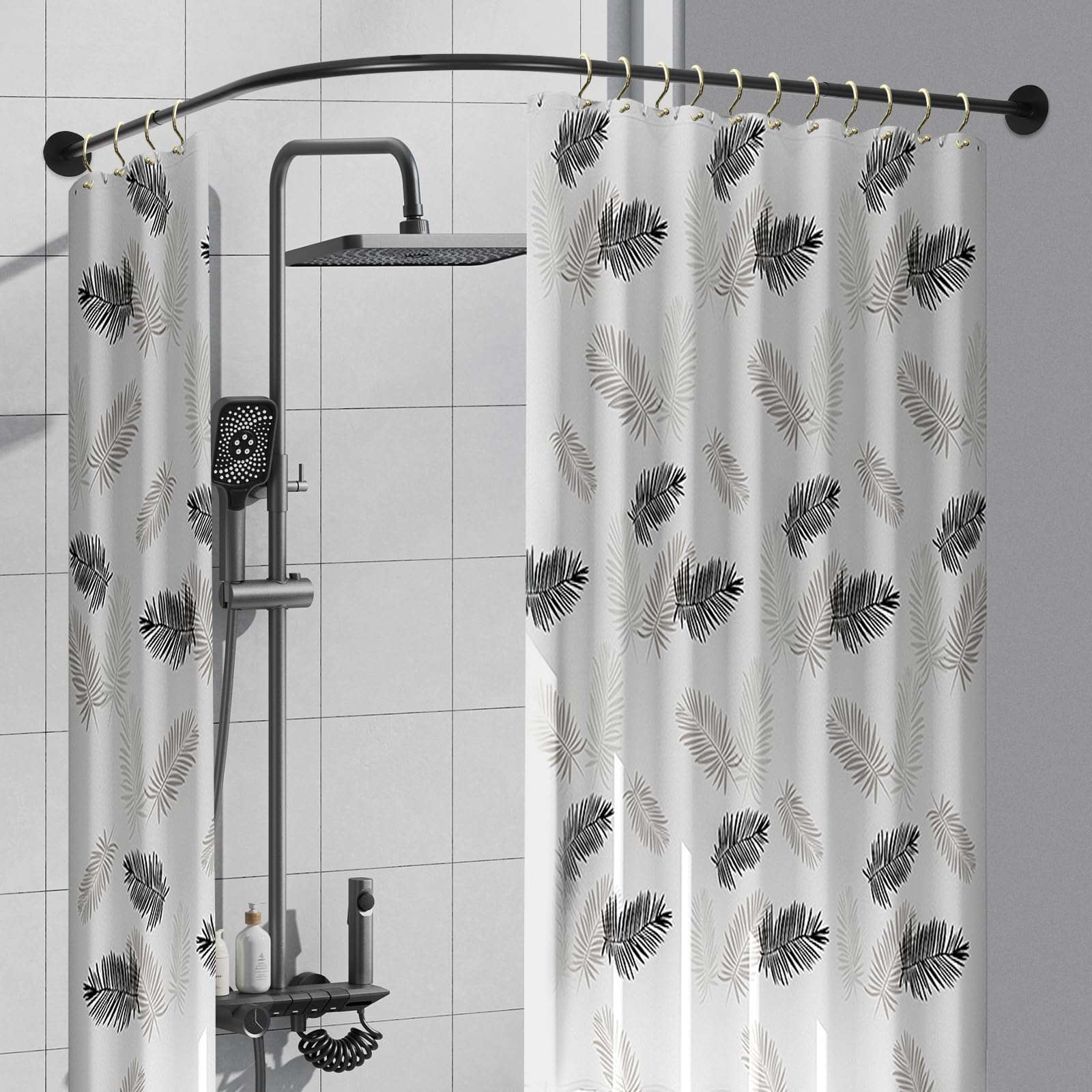 Tringle à rideau de douche réglable en U pour cabine de salle de bain