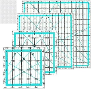 Quilting Rulers,4 Square Ruler Quilting Templates(4.5"X4.5", 6"X6", 9.5"X9.5", 12.5"X12.5"),Quilting Rulers Acrylic Rulers Fabric Cutting Ruler with Non-Slip Rings for Quilting and Sewing