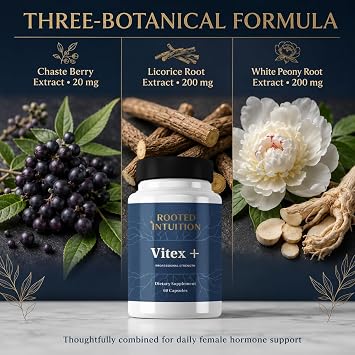 Vitex + | Menstrual Cycle & Hormone Balance Support | Chaste Berry Licorice Peony Blend | Non-GMO Gluten Free | 60 Capsules