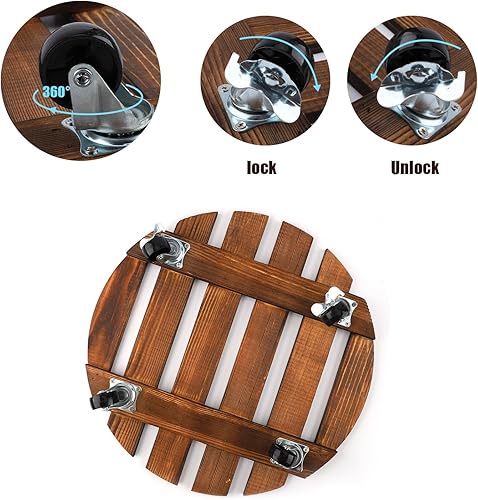 Miniatura 3 de 2 soportes rodantes de madera para plantas con ruedas, rodillos redondos de 16 pulgadas para plantas de 200 libras, soporte de base de planta