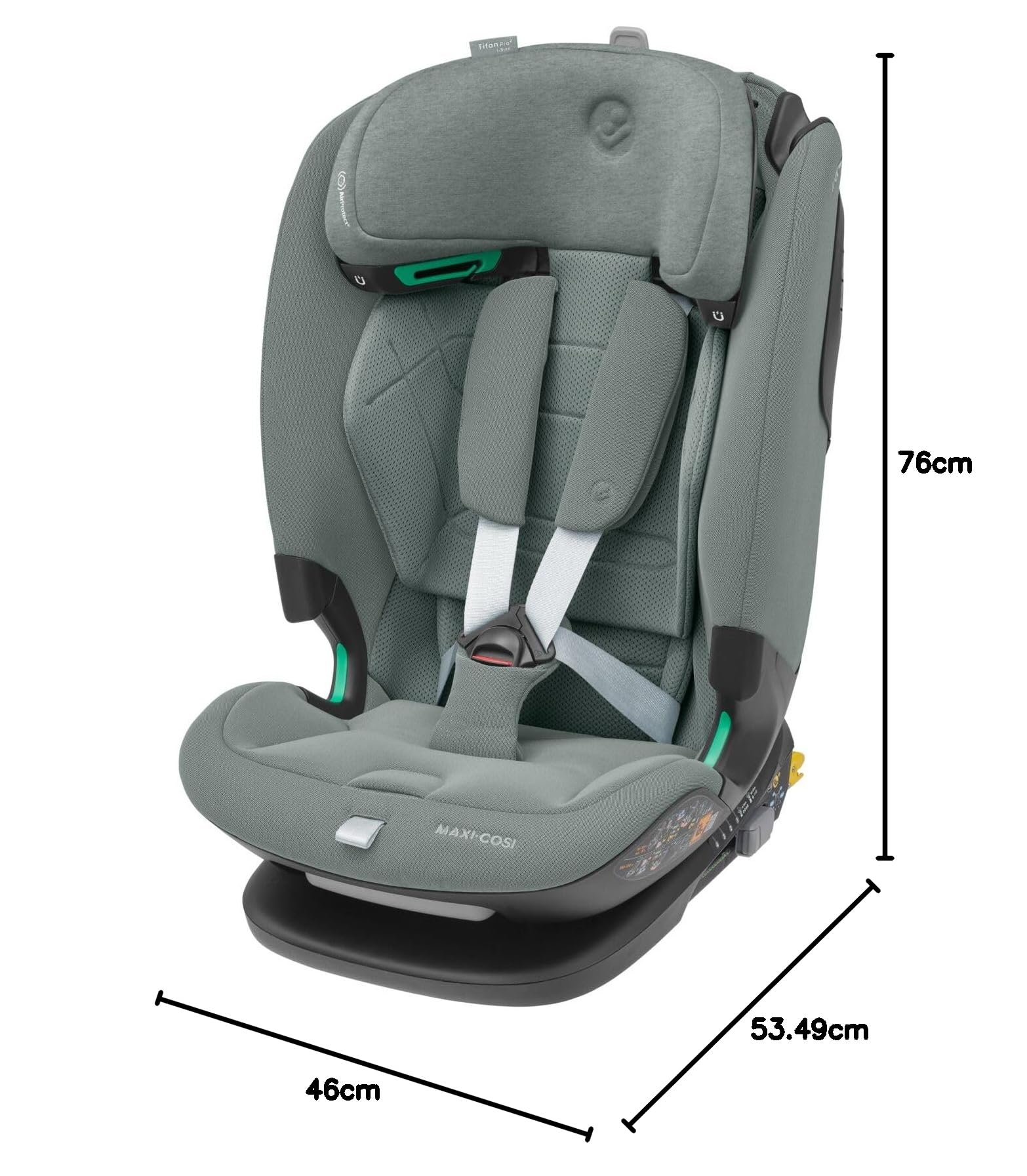 Maxi-Cosi Titan Pro² i-Size, Seggiolino auto per bambini, 15 Mesi- 12 Anni (76-150 cm), ClimaFlow, Cinture easy-in, Cuscini di sicurezza AirProtect, G-CELL, Reclinabile 4 posizioni, Authentic Grey