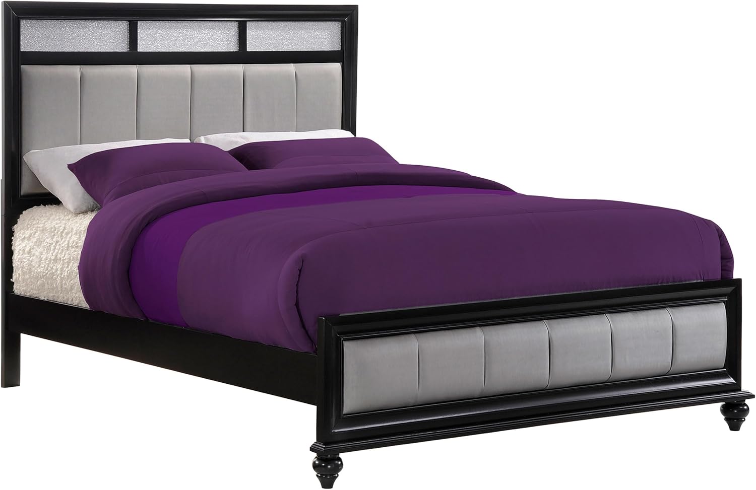 Coaster Home Furnishings Barzini Modern Classic Leatherette Upholstered California King Size Panel Bed Frame 56-inch Headboard Black 200891KW