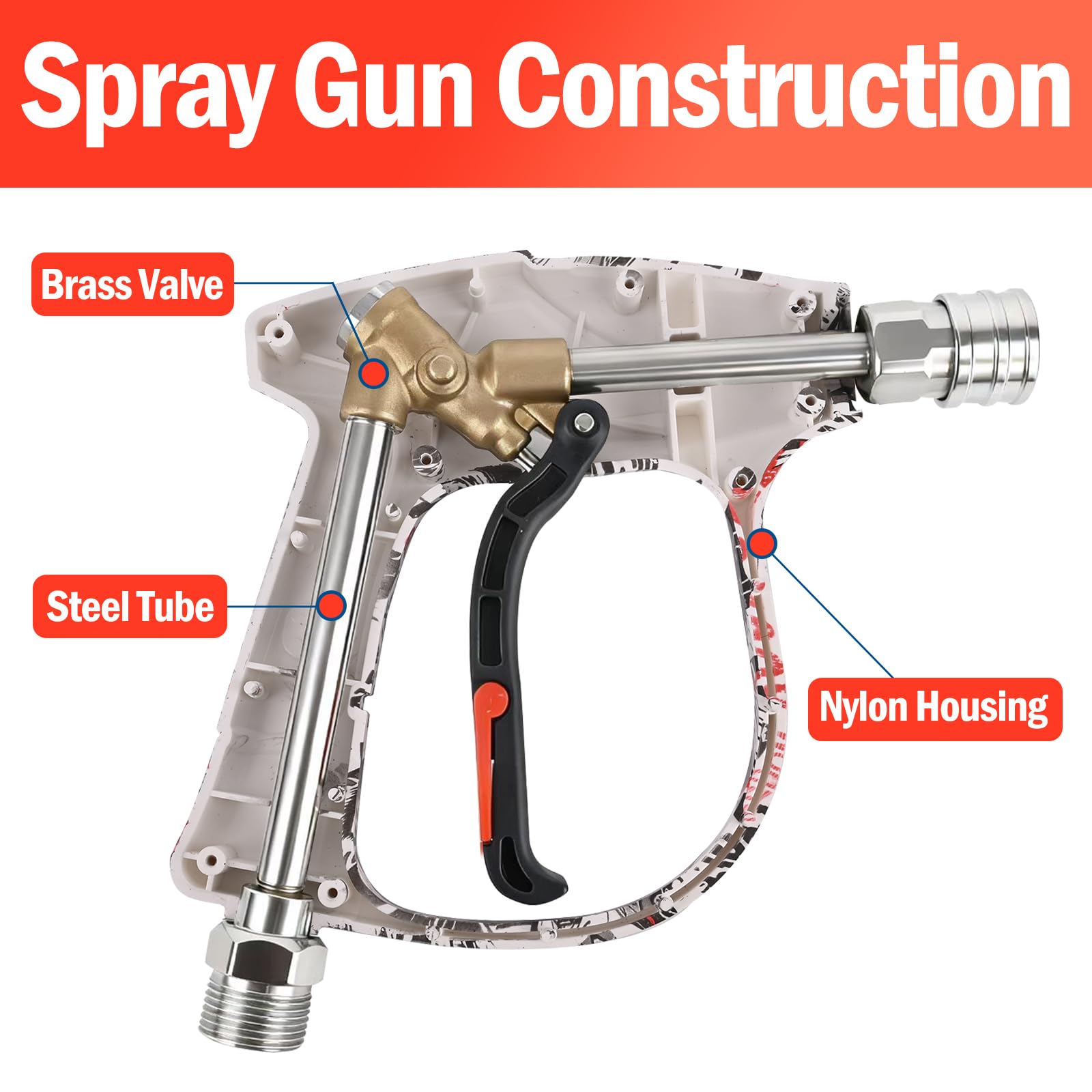 BEAR FORCE Pistolet de nettoyage haute pression M22-ID14mm & 1/4" Connecteur rapide Lance de mousse à neige 1L pour Karcher K1 K2 K3 K4 K5 K6 K7, Lavage de voiture, Nettoyage de voiture, Entretien