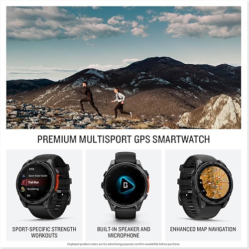Miniatura 3 de Garmin fēnix® 8 – 47mm, AMOLED, Smartwatch GPS Multisport Premium, Vida Útil de Batería Larga, Certificado para Buceo, Linterna LED Integrada, Gris