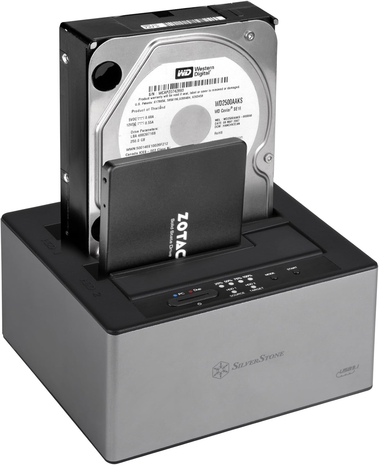 SilverStone Technology 3.5" and 2.5" External Hard Drive Dock with USB 3.1 Type- C Gen 2, Supports Offline Clone and JBOD modes with Hot-Swap TS12C