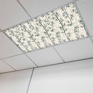 Green Leaves Fluorescent Light Covers 1 Pack Hand-Painted Modern Spring Leaf Plant Teal Green Botanical Magnetic Fluorescent Ceiling Lights Filters for Office Classroom Home Drop Ceiling 4x2 Feet