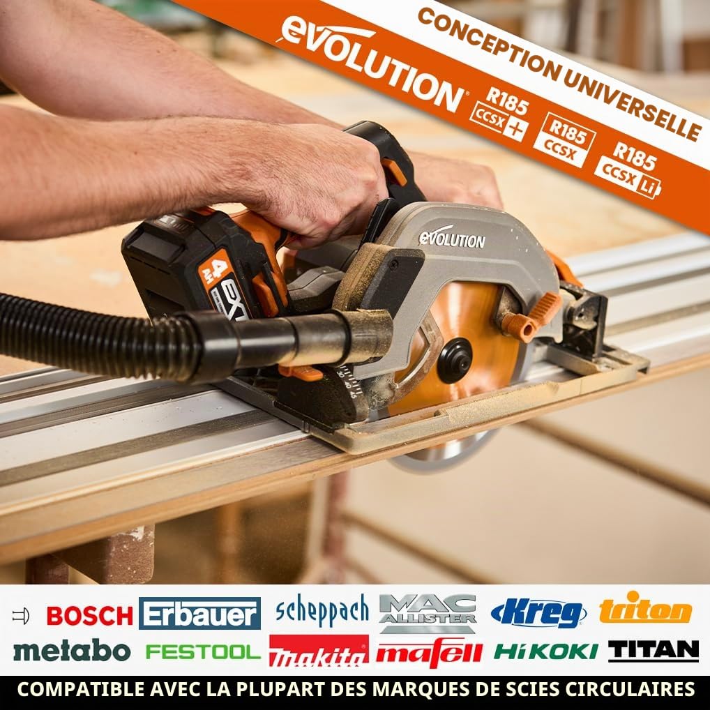 Evolution Power Tools ST1400-G2 Circular Saw Guide Rail, Universal for Most Makita, Bosch, Festool, 1.4 m (2 x 700 mm) | Stop Accessory Included