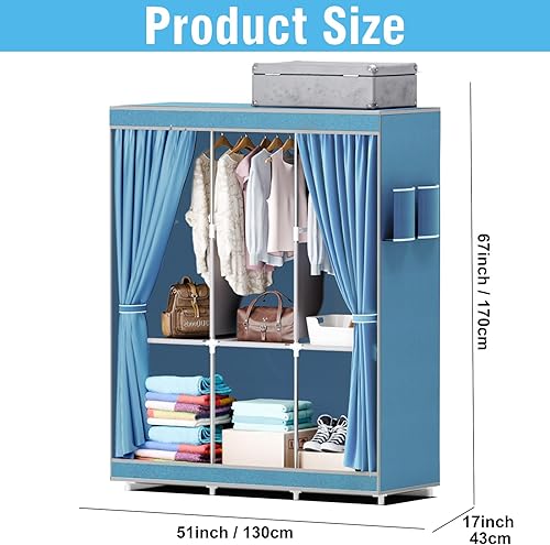 Miniatura 4 de Organizador portátil de almacenamiento de armario con ruedas, marco resistente y tela no tejida, organizador de armario independiente a prueba de