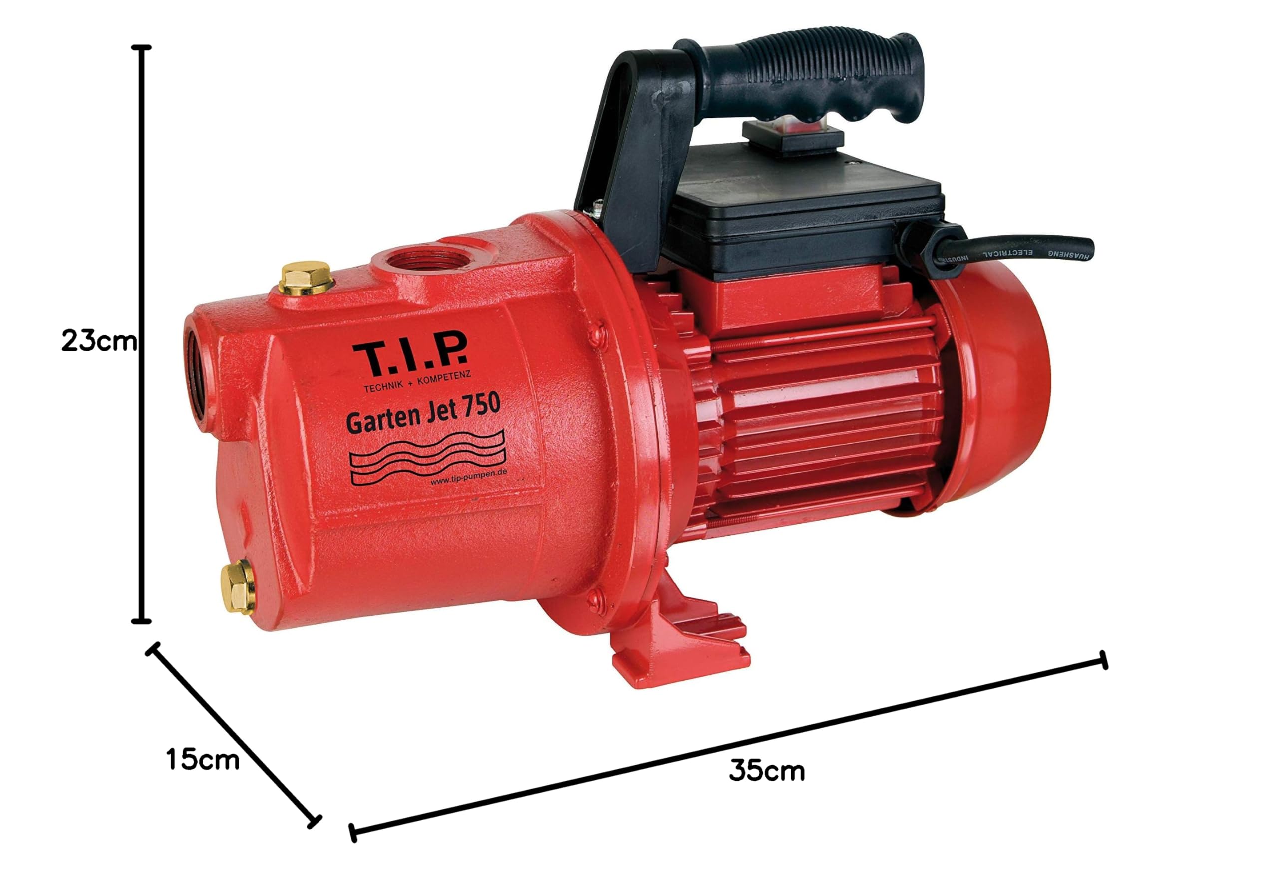 T.I.P. Pompe de Jardin Fonte Massive 750 2800 l/h 42 m 600 W Rouge Noir