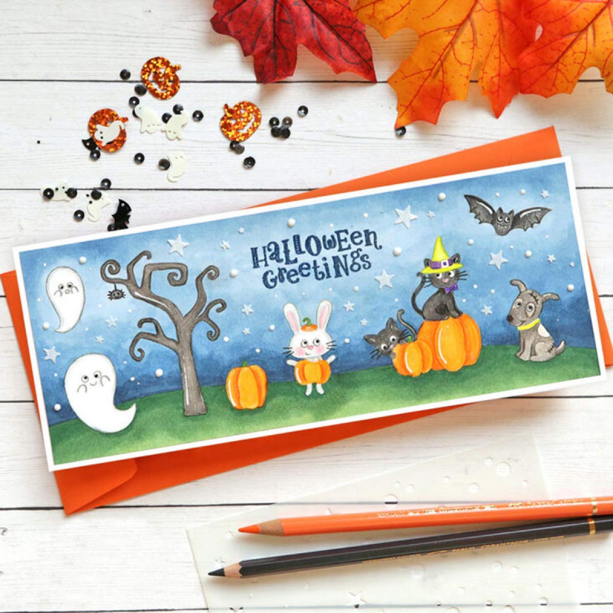 Set Di Francobolli In Silicone E Fustelle In Metallo – Halloween: Zucca, Fantasma, Ragno – Per Scrapbooking E Card Making - 3