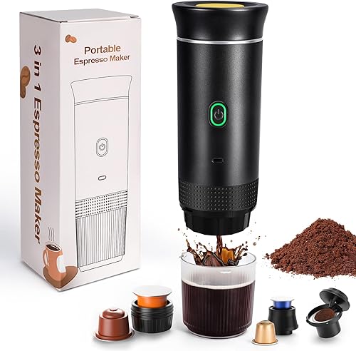 Vista 8 de Máquina eléctrica de café expreso, cafetera portátil 3 en 1 para viajes, autocalentamiento de 4 a 6 minutos, compatible con café molido y cápsulas
