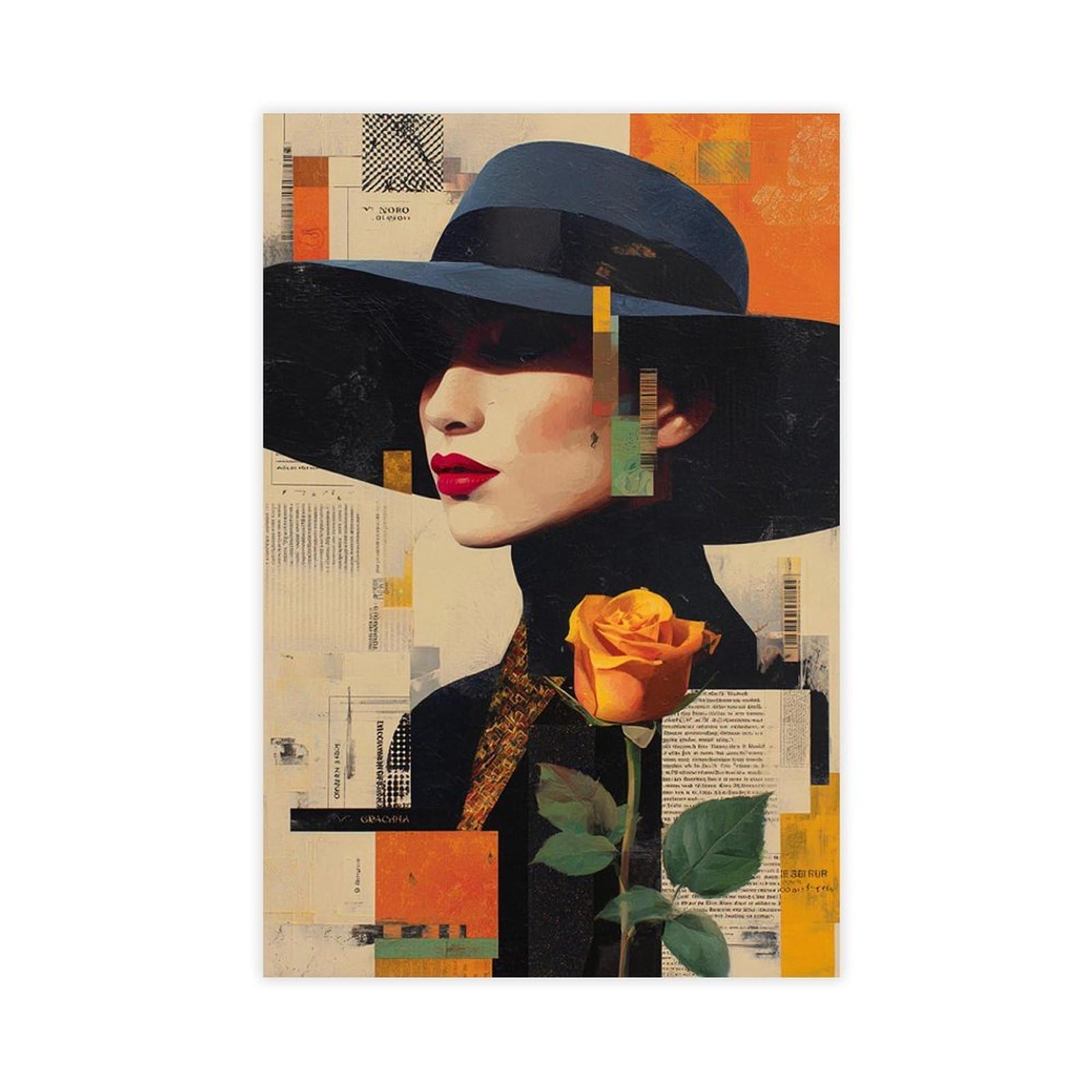 Bareronor Modern Abstract Woman Canvas Poster Bedroom Decor Landscape Office Room Decor Gift 12" L X 18" W