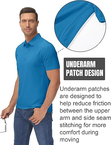 Miniatura 4 de TACVASEN Men's Polo Shirt Golf Tennis Casual Outdoor Polo Solid Quick Dry 3 Buttons Short Sleeve Tops