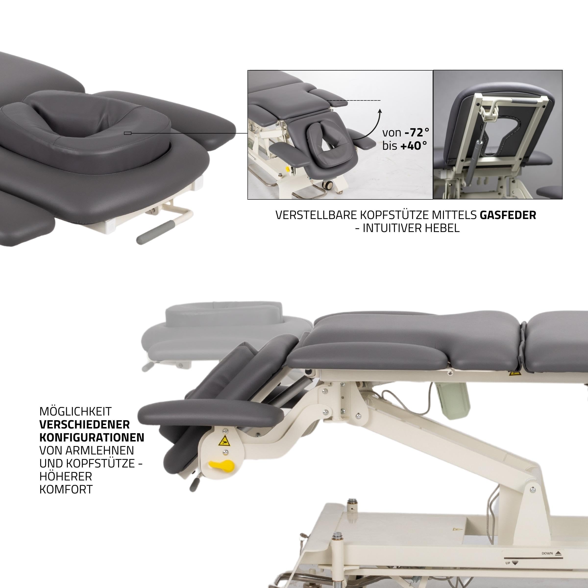 HABYS Evero X7 Ergo | Elektrische Massageliege Behandlungsliege Therapieliege Massagebank Kosmetikliege | Höhenverstellbar 198 x 68cm | Elektrisch | 7-Segmente | MDR-Zertifizieriung | Grau