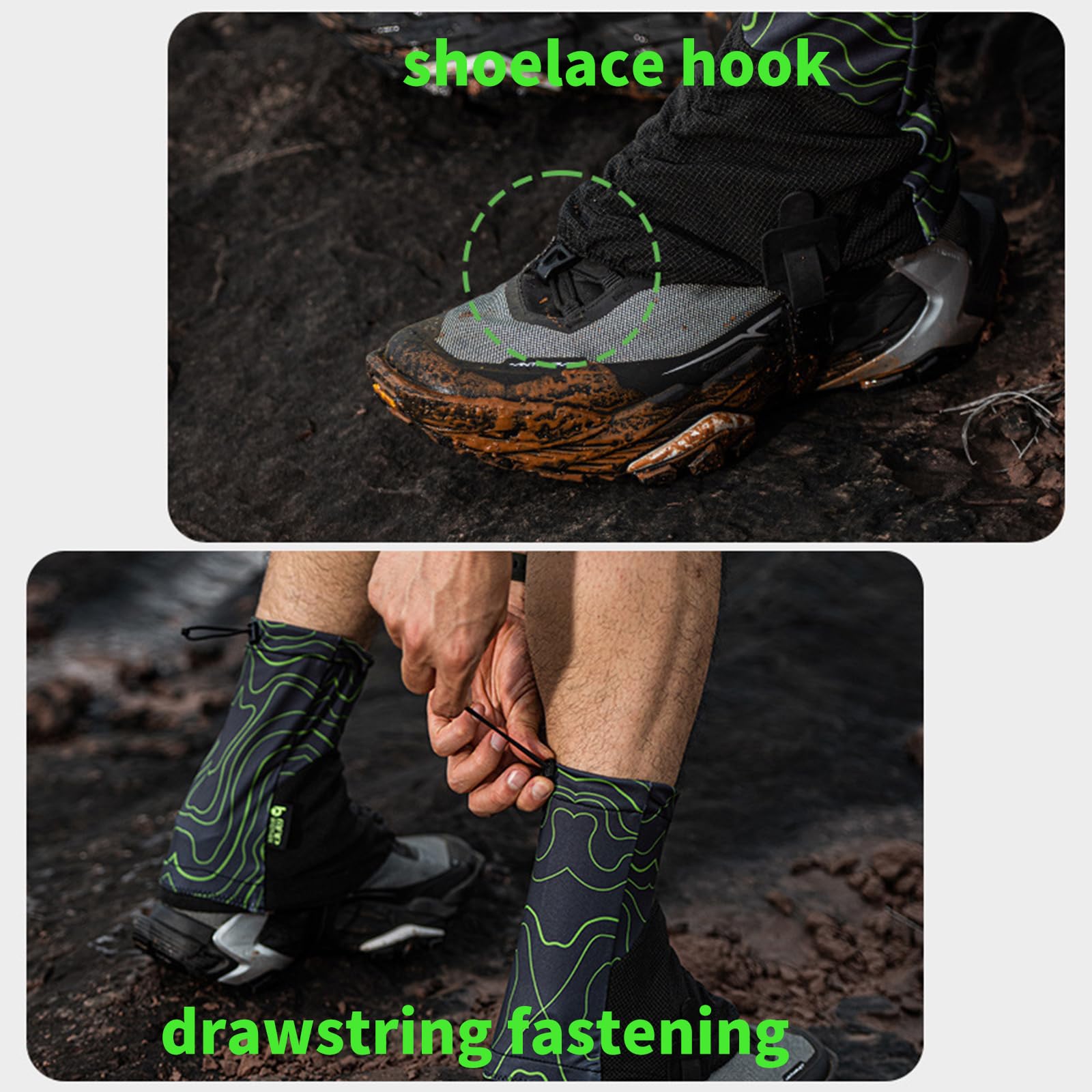 Polainas Trail Low Gaiters impermeables transpirables running senderismo ajuste seguro antideslizante