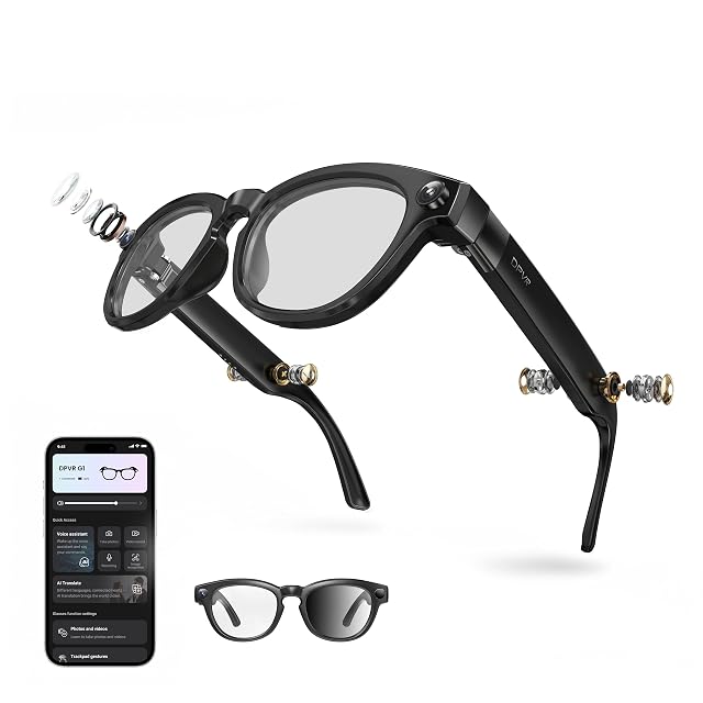 DPVR G1 Smart Glasses with Camera and Bluetooth 8MP 32Gb Camera Glasses with AI Features Real-Time Translation Video