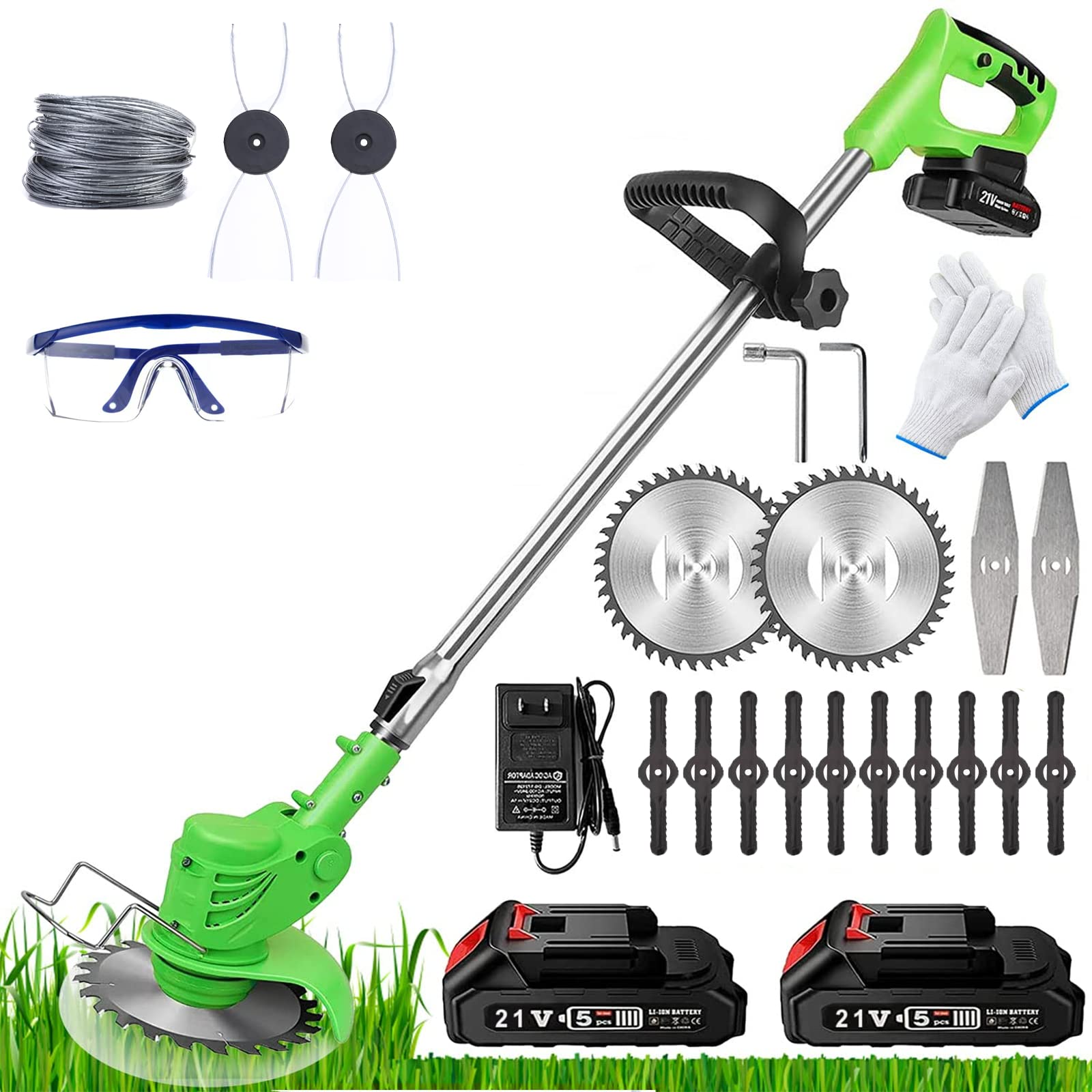 Buy Weed Wacker Cordless,Battery Powered Weed Eater with 2 x 21v