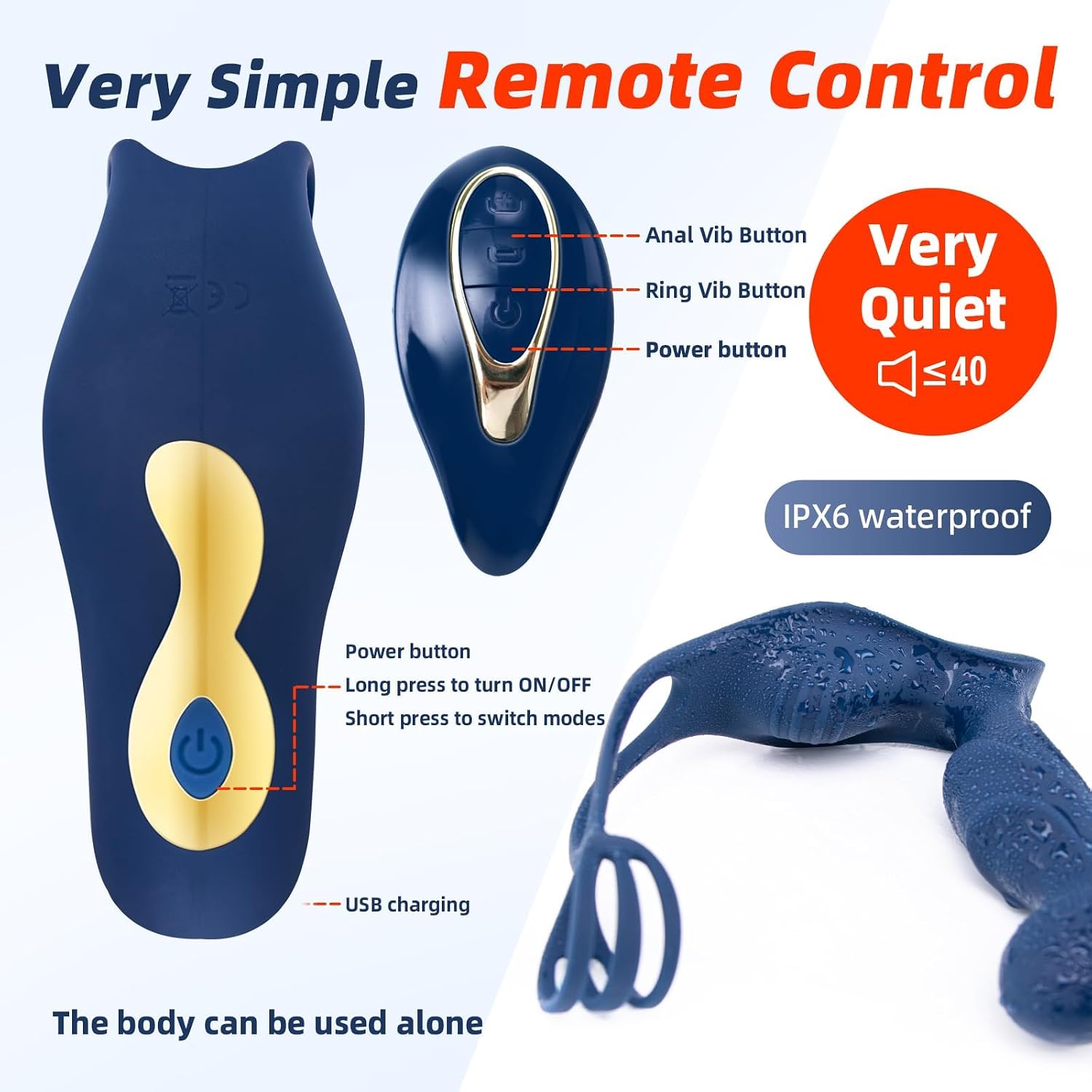 Prostate Massager Men Sex Toy - Male Masturbator Vibrating Butt Plug Anal Plug Vibrators with 2 Penis Ring 12 Vibrating Modes & Remote Control Cock Ring Dildo Anal Toy Adult Sex Toys for Men Couples
