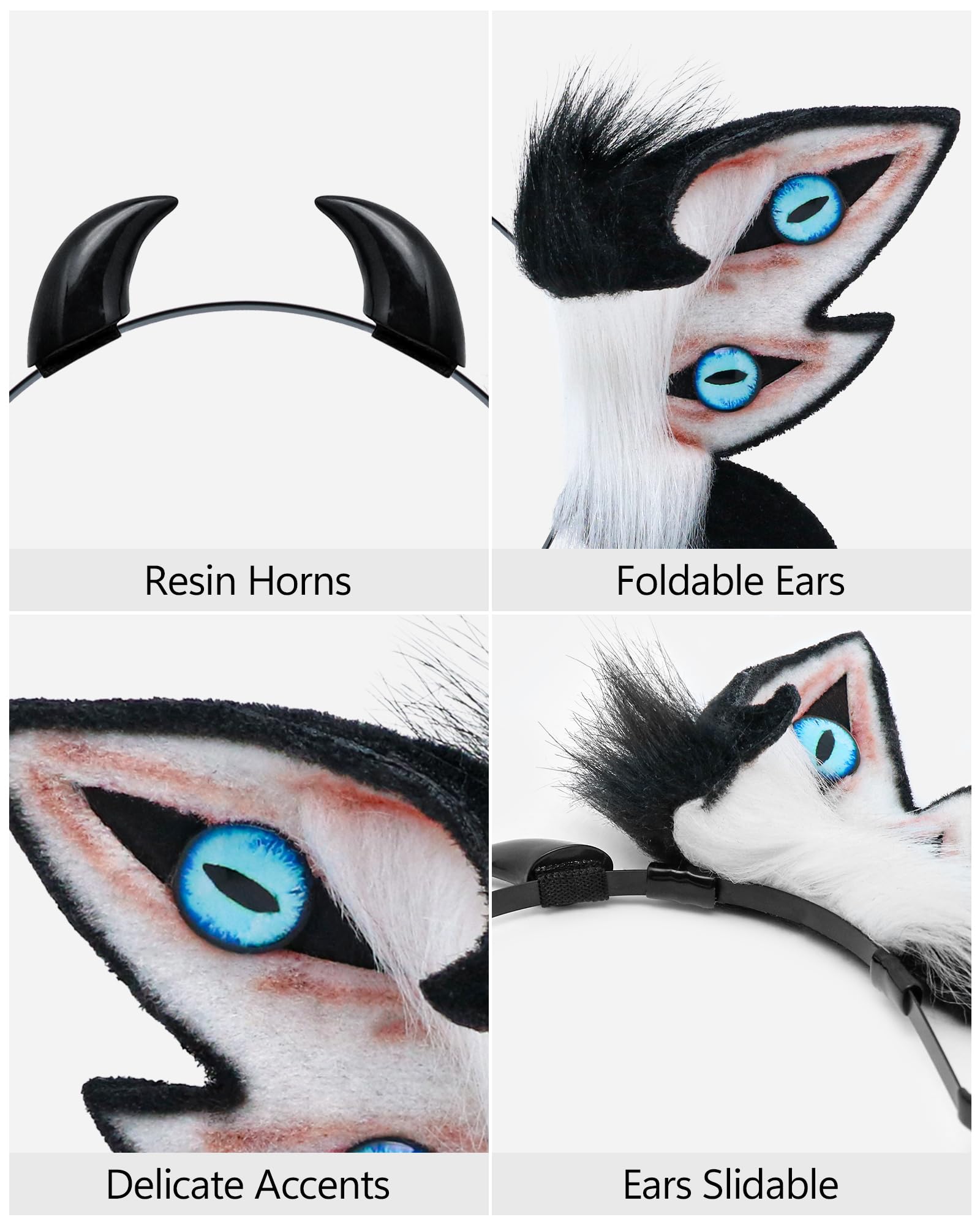 ZFKJERS Realistic Furry Animal Ears Headband Fantasy Creature Ears Cosplay Accessory for Halloween (Cthulhu Black) - Image 2