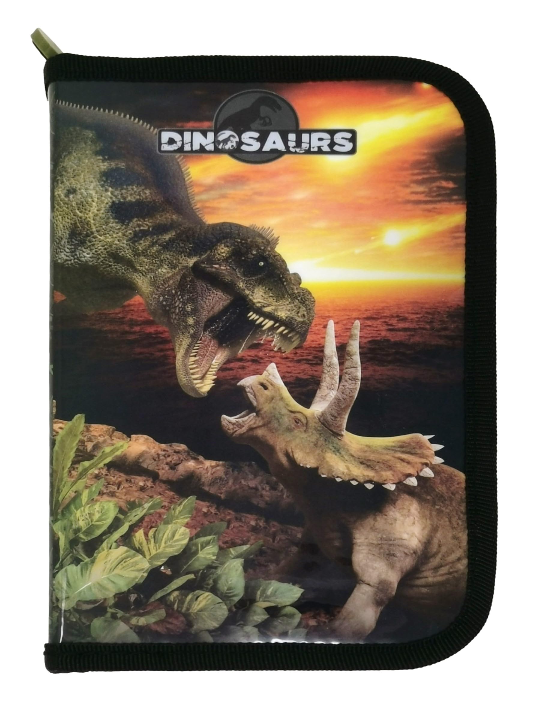 Theonoi Piórnik z 2 przegródkami, dwupłatowy, z wypełnieniem, dinozaur dinozaur