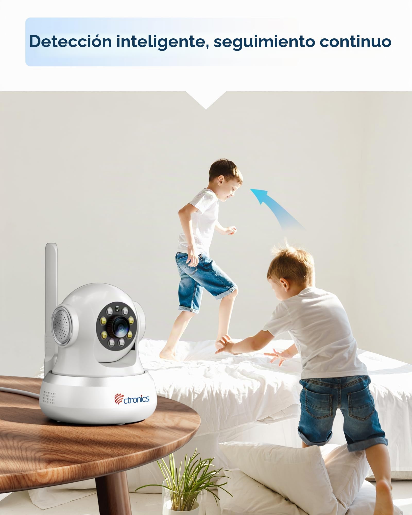 Ctronics 4G Cámara Vigilancia con Tarjetacon SIM, 2K 3MP Cámara Interior | Auto Tracking, Visión Nocturna Color/IR/Smart, PC & App, FTP/Cloud, 8 Posiciones, Alarma Personalizable(Pack de 2)