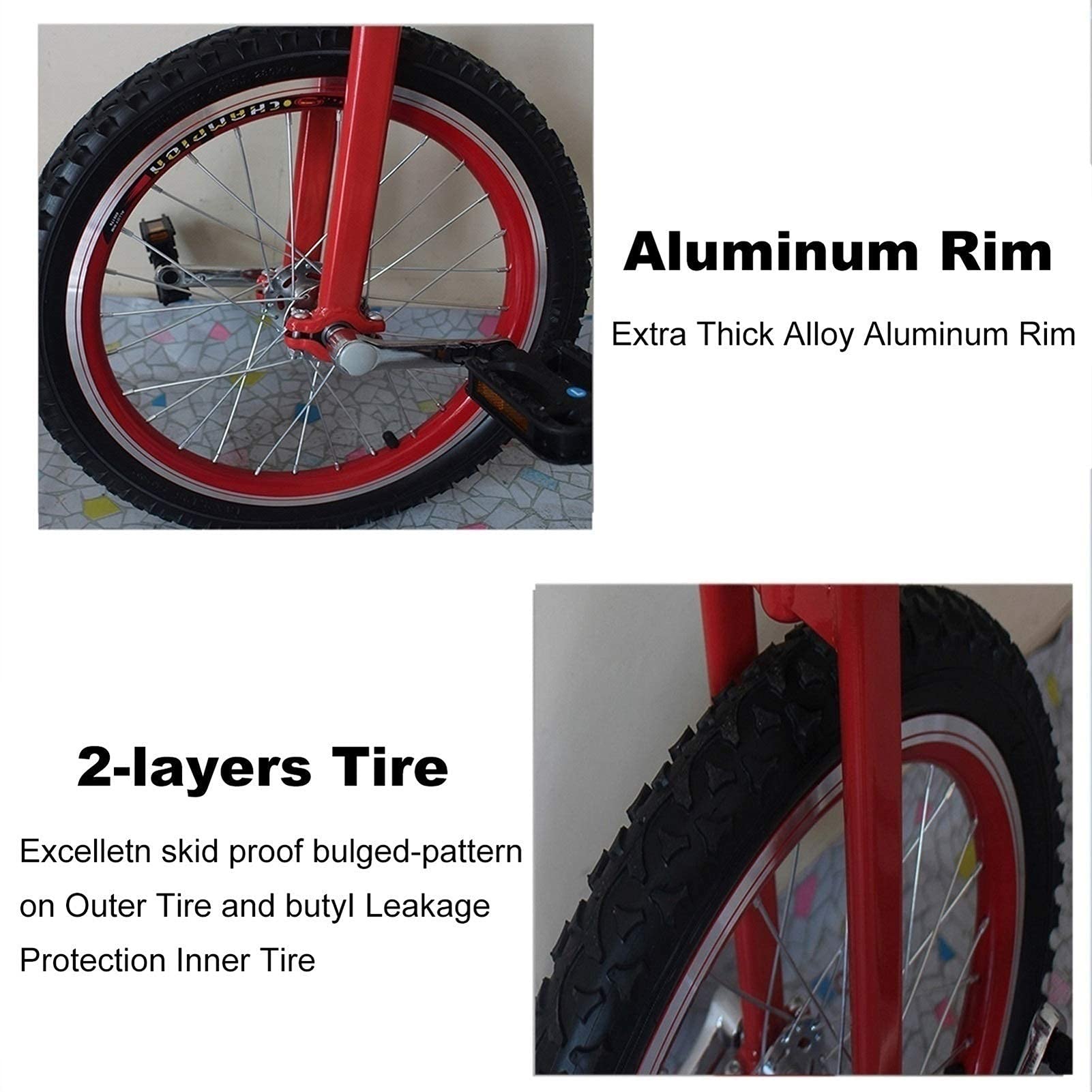 Grand monocycle Adulte 20"/24" pour Hommes/Femmes/Grands Enfants, Petit monocycle à Roues 14"/16"/18" pour Enfants garçons Filles, Parfait débutant monocycle résistant