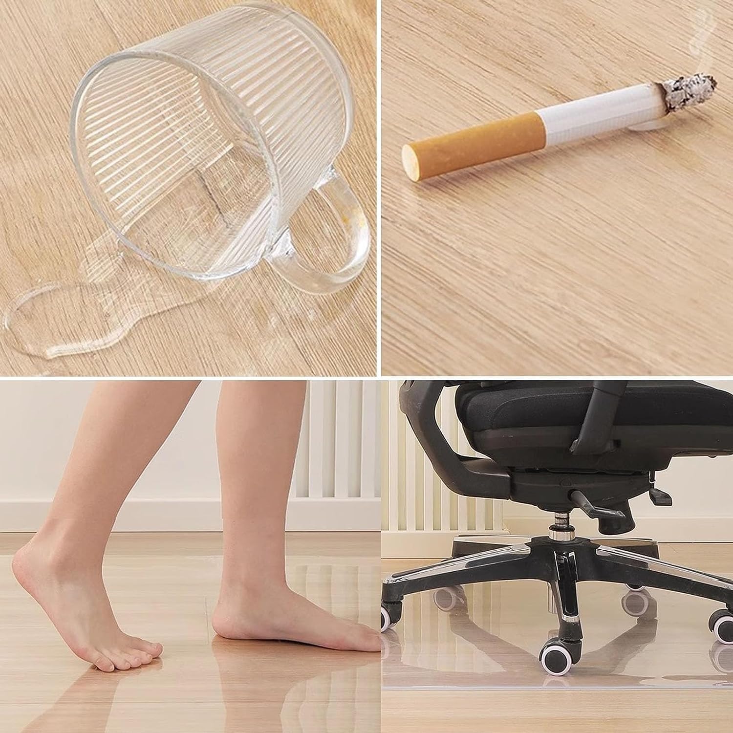 透明長方形プラスチック床保護マット 写真撮影オフィス＆レストラン用 - お手入れ簡単 100x180cm (3フィートx5.9フィー