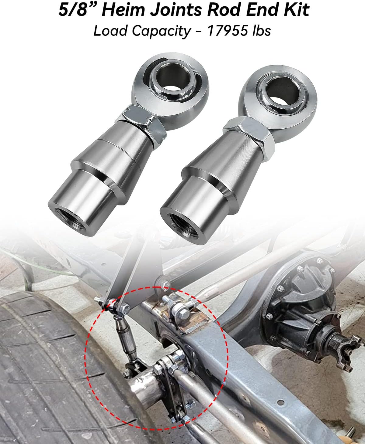 5/8" Heim Joints Rod End Kit, Left and Right Hand Thread 750” Chromoly Joints, Bar Rod End Kit with Tube Adapters and Jam Nuts, 1 Set