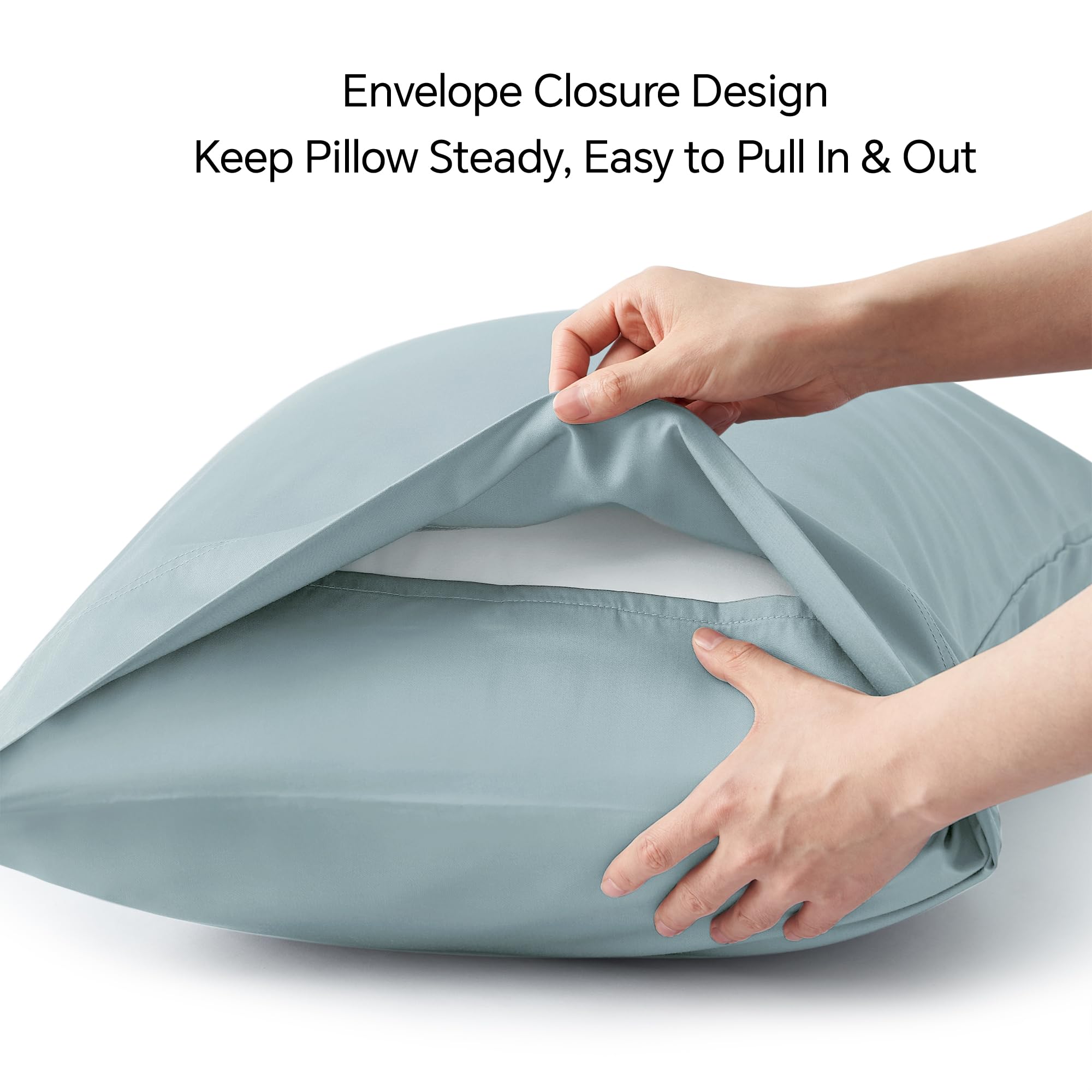 BEDELITE Pillow Cases Standard Size Set of 2, Rayon Derived from Bamboo, Cooling Pillow Cases for Hot Sleepers & Night Sweats, Breathable and Silky Soft Envelope Pillowcases(Haze Blue, 20"x26")