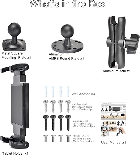 Miniatura 6 de Soporte para tablet de alta resistencia, brazo de aluminio, soporte con bloqueo de tornillo, base de AMPS industrial, se adapta a RAM B, camión,