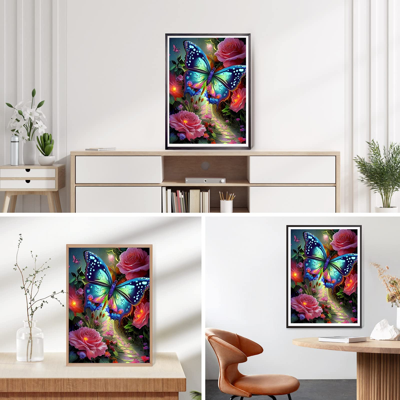 DPHERO DIY Elfenmeisje Diamant Schilderij Afbeeldingen voor Volwassenen Beginners, 5D Maan Diamant Schilderij Set, DIY Ronde Steen Droomland Diamant Kunst Kits, Huis Diamant Schilderij voor