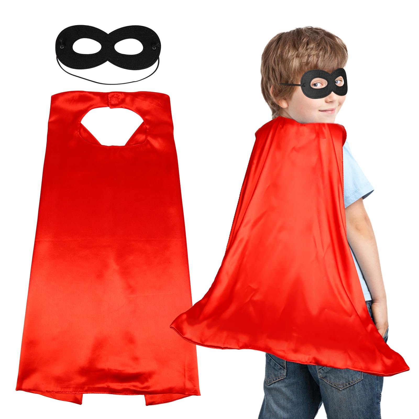 DKINY 2 Piece Kids Red Cape Mask Set, Super Potato Cape Costume, Children Superpotato Costume, World Book Day Super Potato Costume for Boys Girls Fancy Dress Accessory