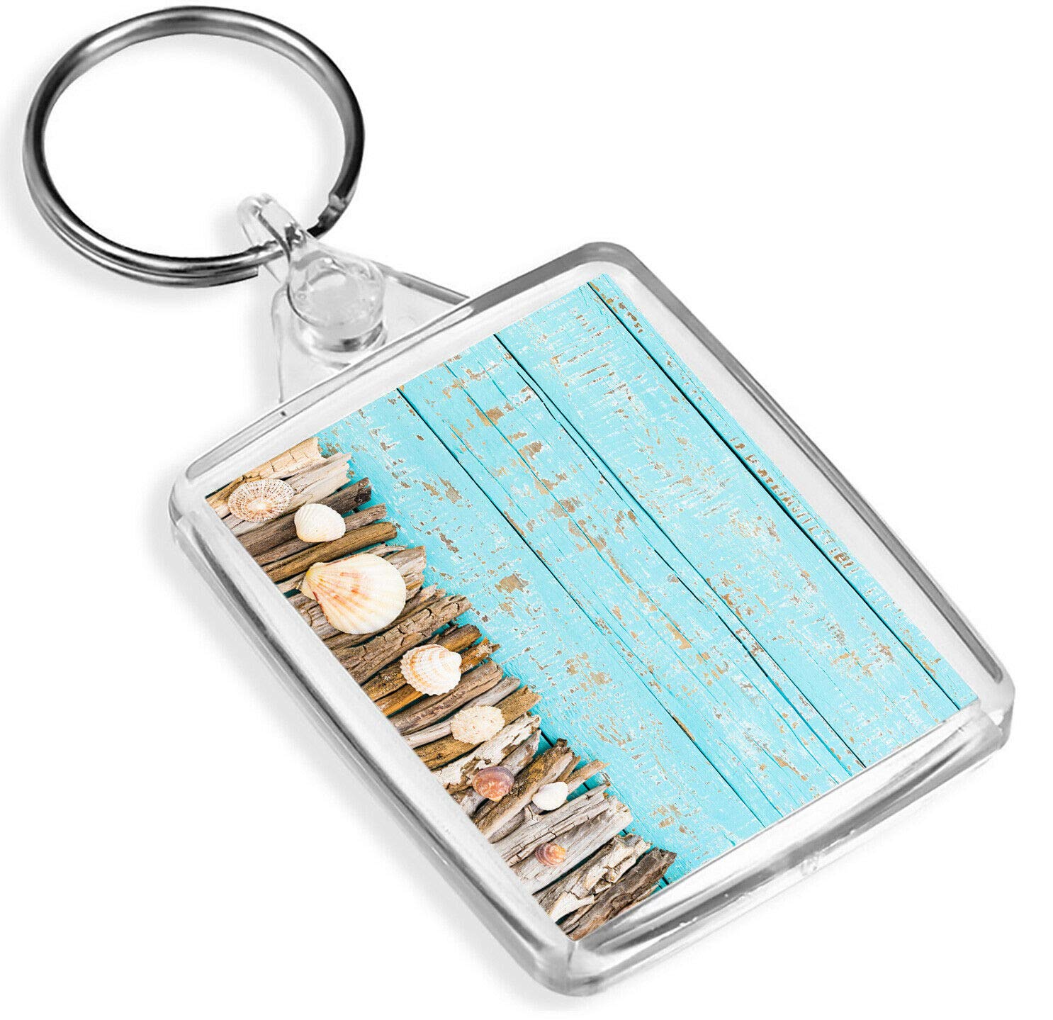 Destination Vinyl Keyrings Unisex Multi Seaside Decking Keyring Sea Shells Pretty Beach Fun Keyring #15789