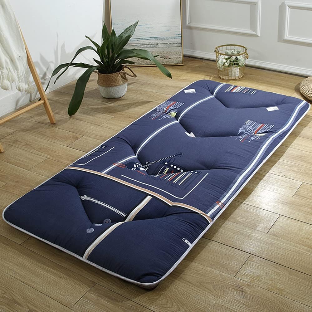 Colchón De Tatami Japonés Suave, Colchón Plegable Para Dormitorio De Estudiantes, Colchón De Suelo De Esponja De Impresión Simple, Colchón De Tamaño Individual/Doble,C,90x190 cm