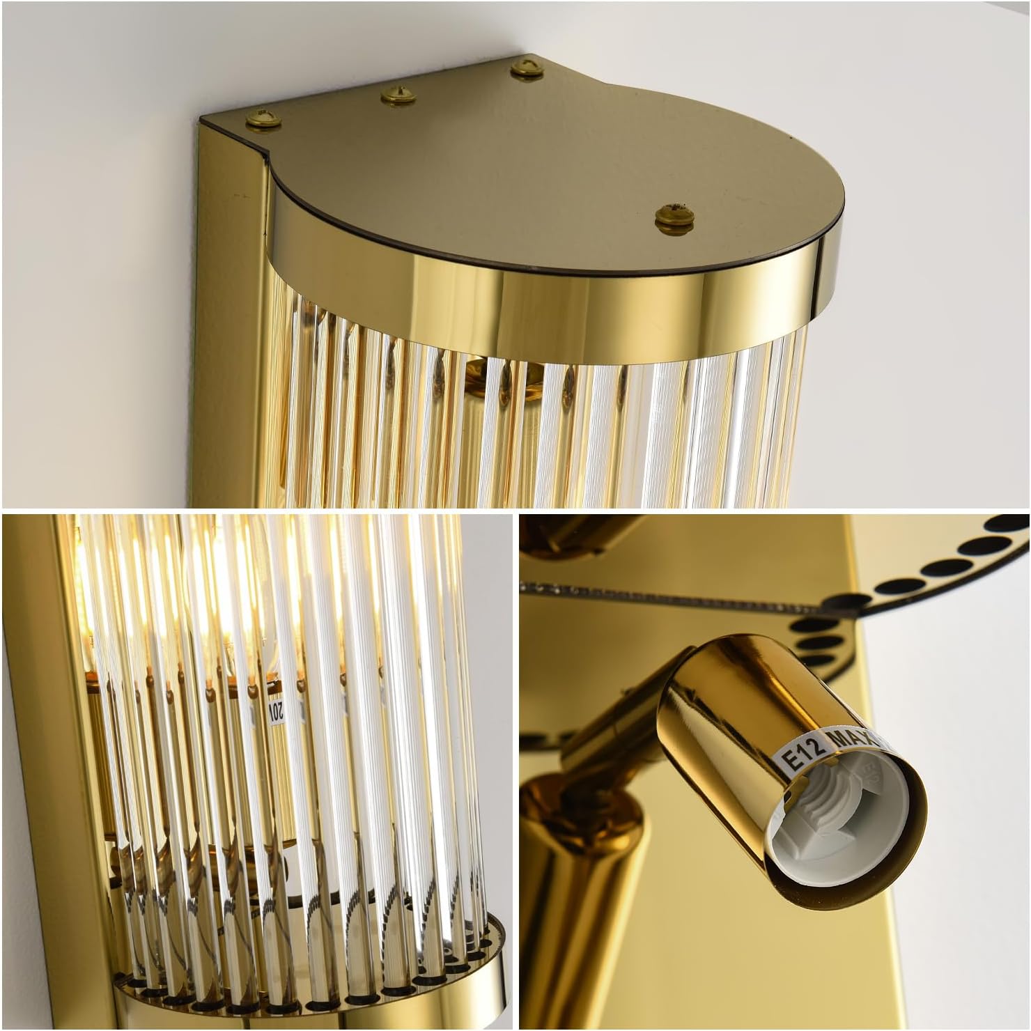 Gold sconces wall set of 2, sconces wall set of 2, 2-Light Modern Brushed Titanium Gold Wall Sconce, scones lighting, modern wall sconces, for Living Room, Bathroom, Vanity, Staircase, Hallway