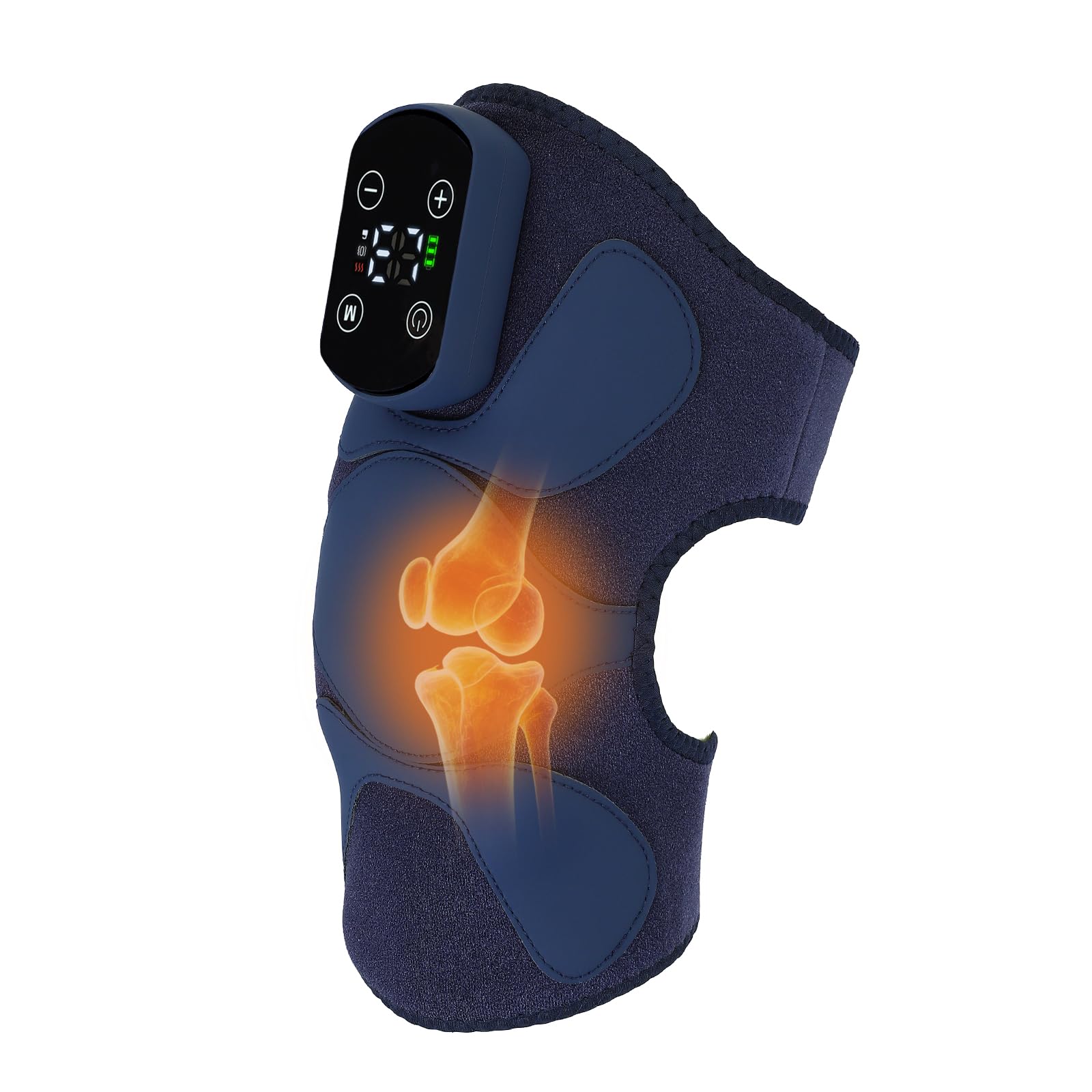 Kabelloses Knie Massagegerät mit Wärme, 4 Vibrationsmotoren & 5 Heizstufen (40-60°C), 5000mAh Akku, 3 Massagemodi, Touchscreen & Fernbedienung, Beheiztes Kniepad für Schulten & Ellbogen