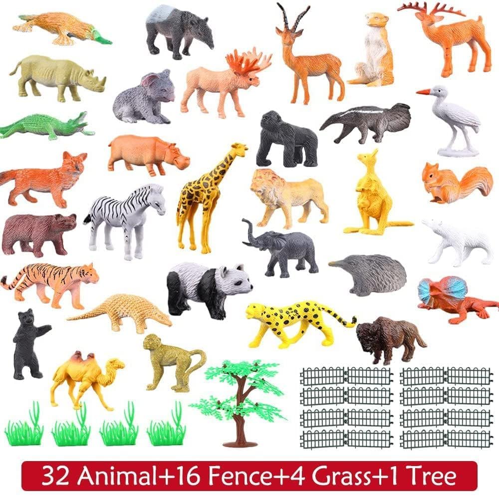 54 Pieces Mini Animals Maquis, Animals Forest Farm Toys Complete Game, Animal World Resources Resources Learning Memories Party Toys for Boys Small Children