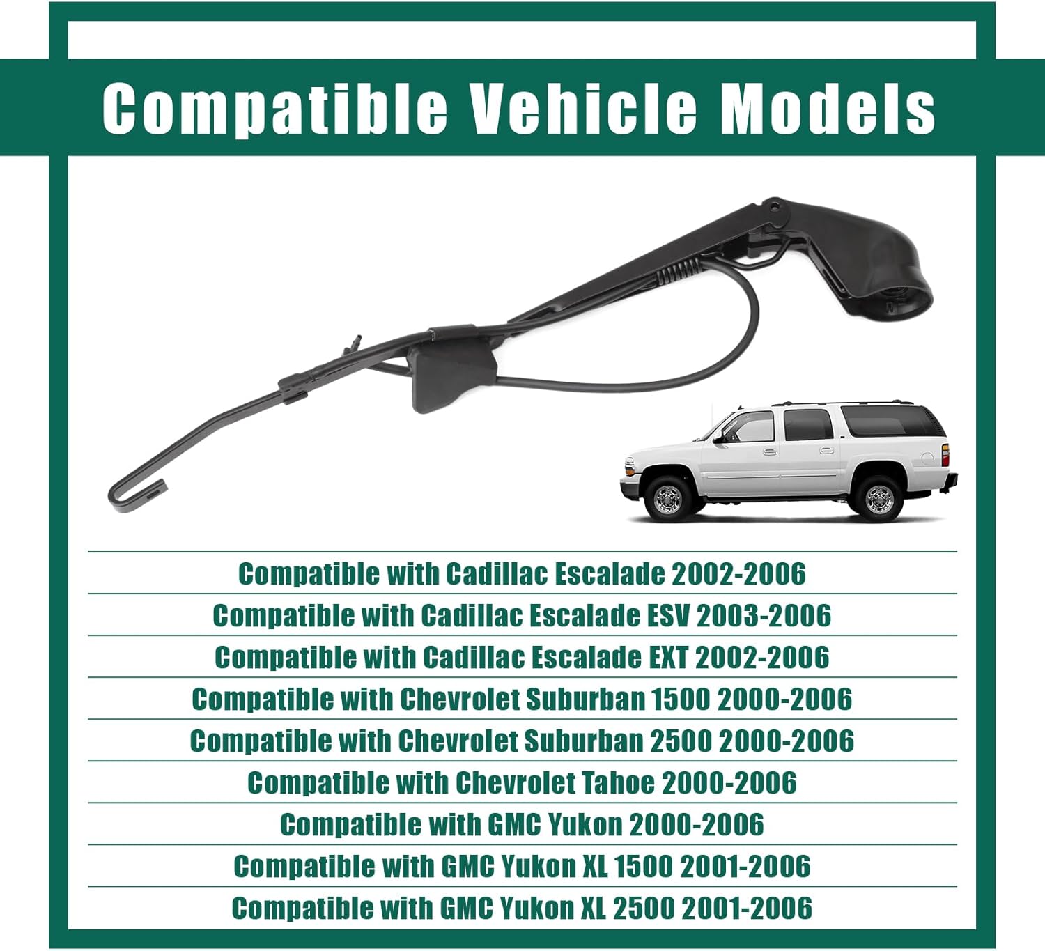 YUXIVCNE 42551 Windshield Rear Wiper Arm Replacement for Chevrolet Suburban 1500 2500 for Tahoe 2001-2006 for Cadillac Escalade ESV EXT 2002-2006 for GMC Yukon XL 1500 2500 2001-2006, Replace 15711688