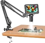 5" LCD Digital Soldering Microscope for PCB Repair with C-Clamp | For soldering checks and electronics repair; C-clamp keeps both hands free, and the screen works without a computer.