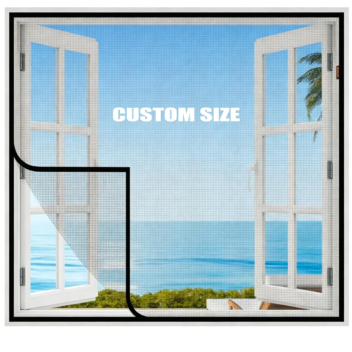 Yuly Custom Fly Screen For Windows, Size Window Netting For Insects, Self-Adhesives Fibergalss Mosquito Net, Keep Bugs Out, Cat Protection Window Guard