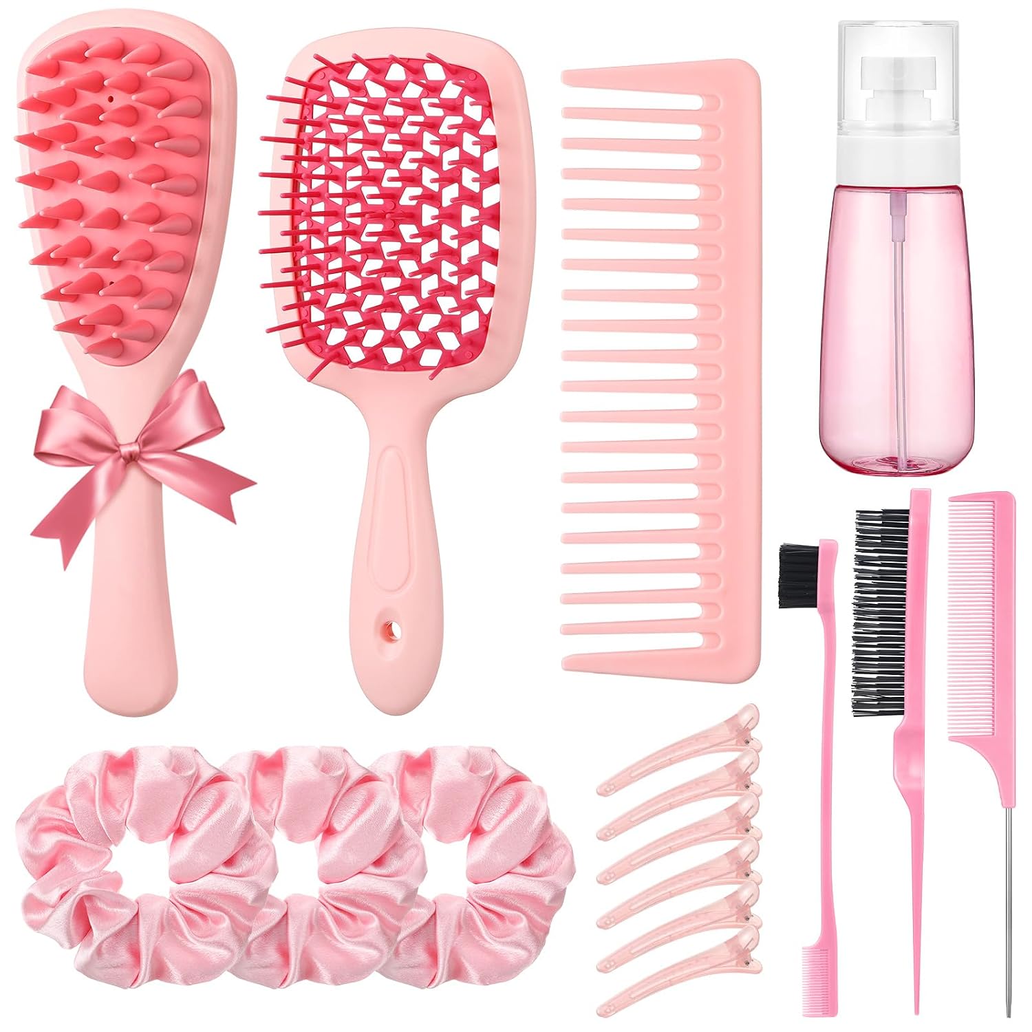 Auroray Pink Hair Brush Set - Detangling & Scalp Care