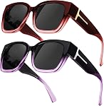 Myiaur Fit Over Glasses Sunglasses for Women, Trendy Oversized Polarized Wear Over Sun Glasses with UV400 Protection(2 Pack)
