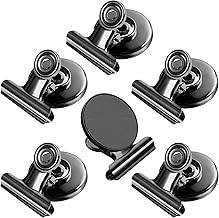 Magnetic Clip, Pack of 6 Black Fridge Magnets, Magnets for Magnetic Board, Magnets with Clips, Scratch-Free Magnetic Clips, Strong Magnetic Clips for Photos, Stickers, Bags