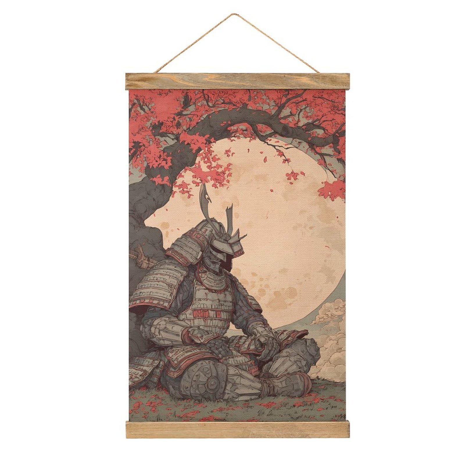 CGSBNGHA Japanese Samurais-Armor Wall Art Prints Linen Hanging Painting Scroll Paintings Pictures Decor for Home