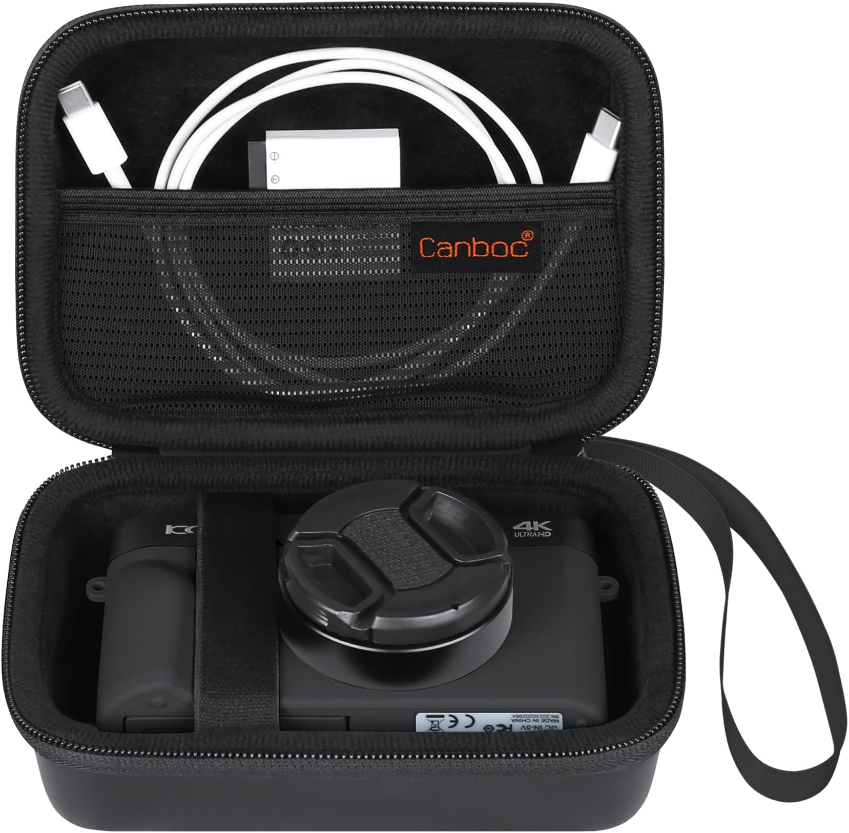 Canboc Digital Camera Case for Femivo/IWEUKJLO/VETEK/VJIANGER 4K 48MP Vlogging Camera for Photography and Video, Mesh Pocket fit Batteries, USB Cable, SD Card, Black (Case Only)