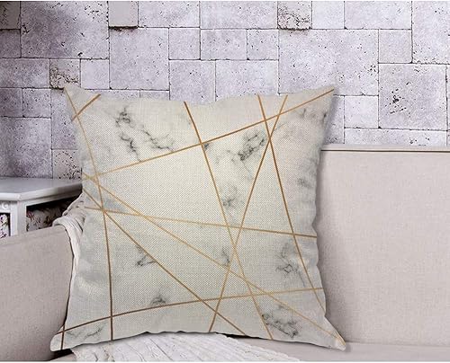 Miniatura 4 de AOYEGO Funda de almohada con diseño geométrico de mármol gris dorado, diseño geométrico de lujo, líneas creativas y elegantes, funda de almohada