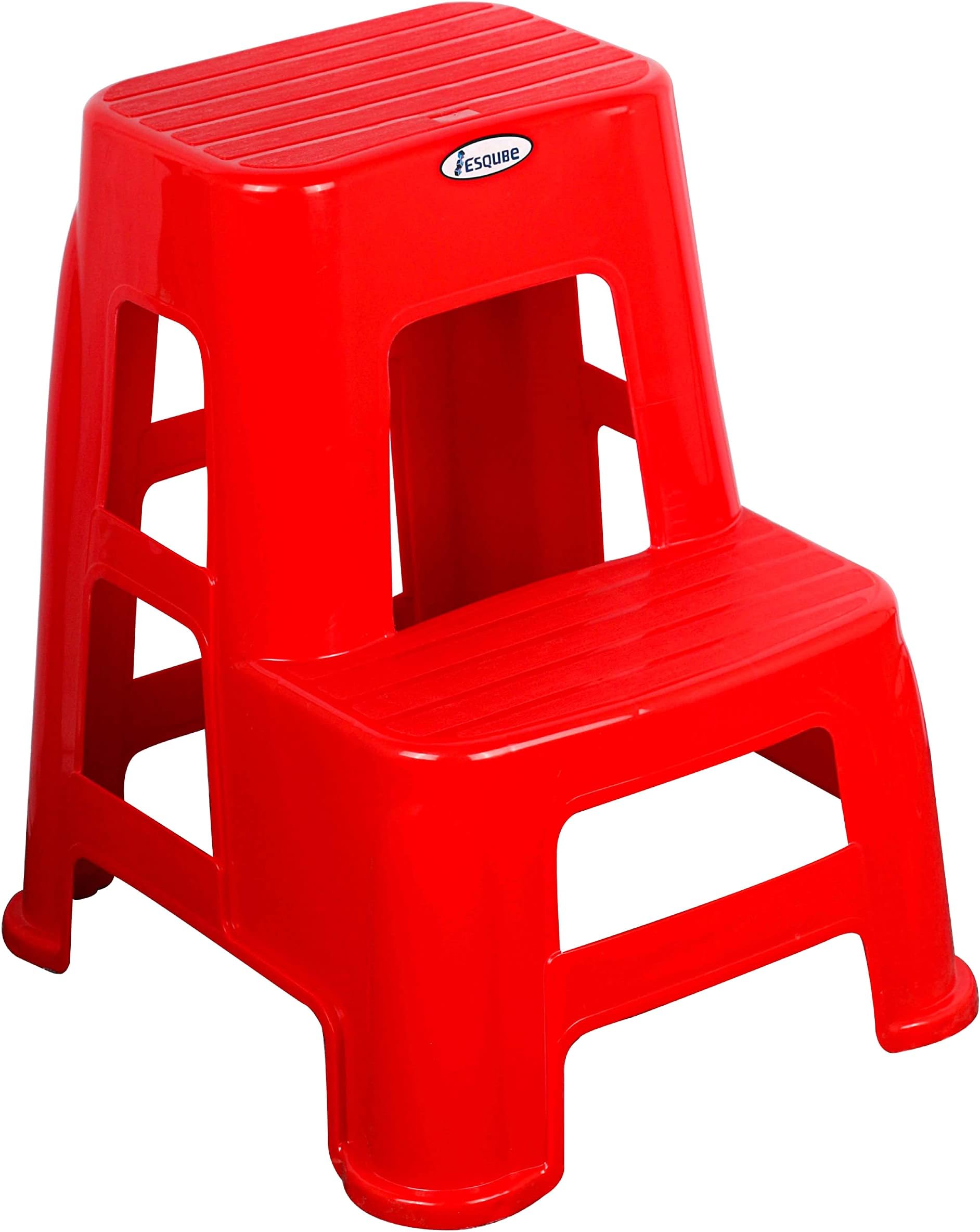 ESQUBE® Plastic Ladder Step Stool Red Color